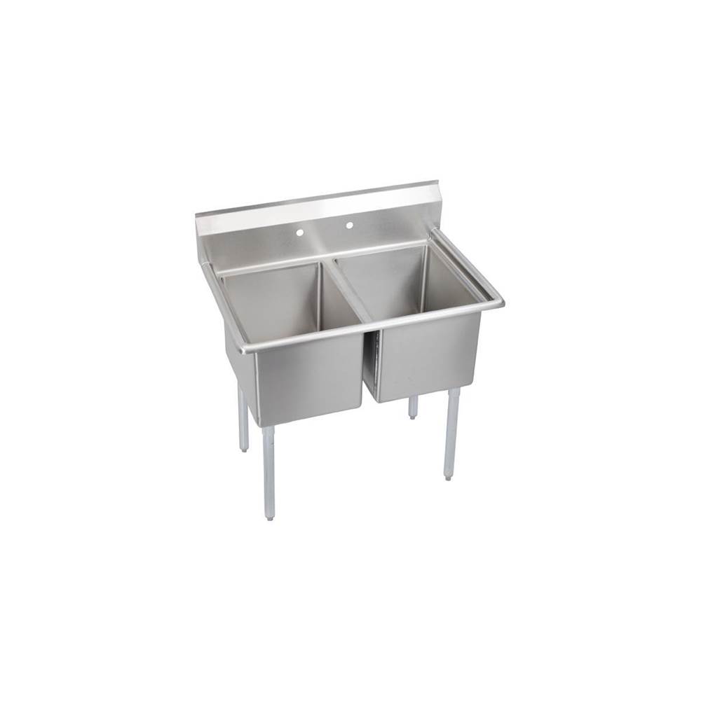 Elkay Dependabilt Stainless Steel 39'' x 25-13/16'' x 43-3/4'' 16 Gauge Two Compartment Sink with Stainless Steel Legs