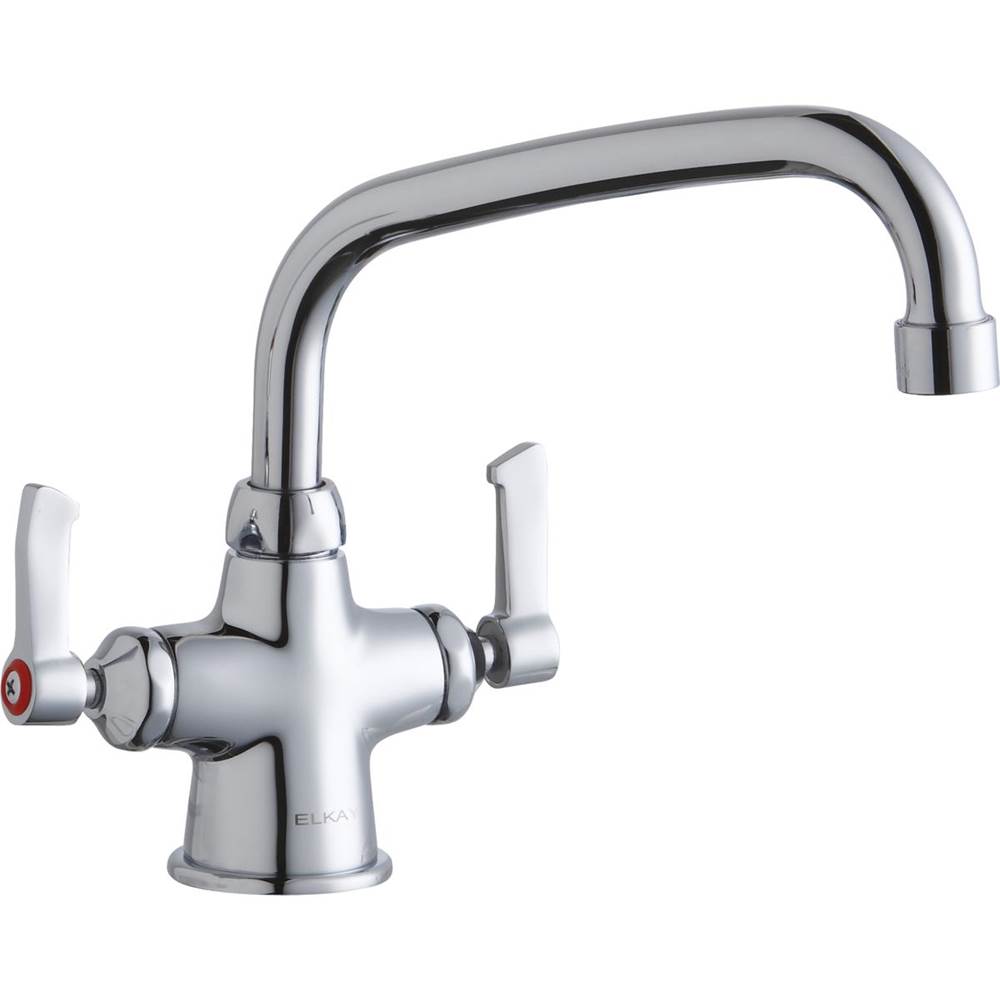 Elkay Single Hole with Concealed Deck Faucet with 8'' Arc Tube Spout 2'' Lever Handles Chrome