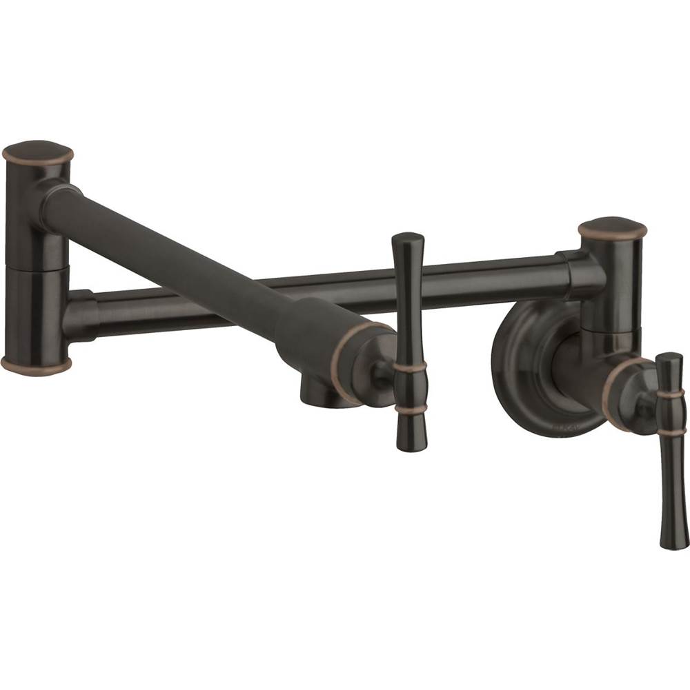 Elkay Explore Wall Mount Single Hole Pot Filler Kitchen Faucet with Lever Handles Oil Rubbed Bronze