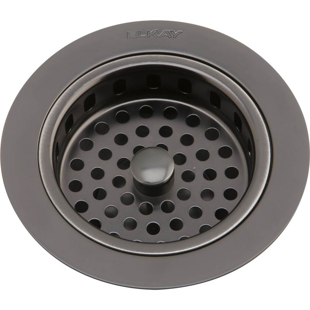 Elkay 3-1/2'' Drain Fitting Antique Steel Finish Body and Basket with Rubber Stopper