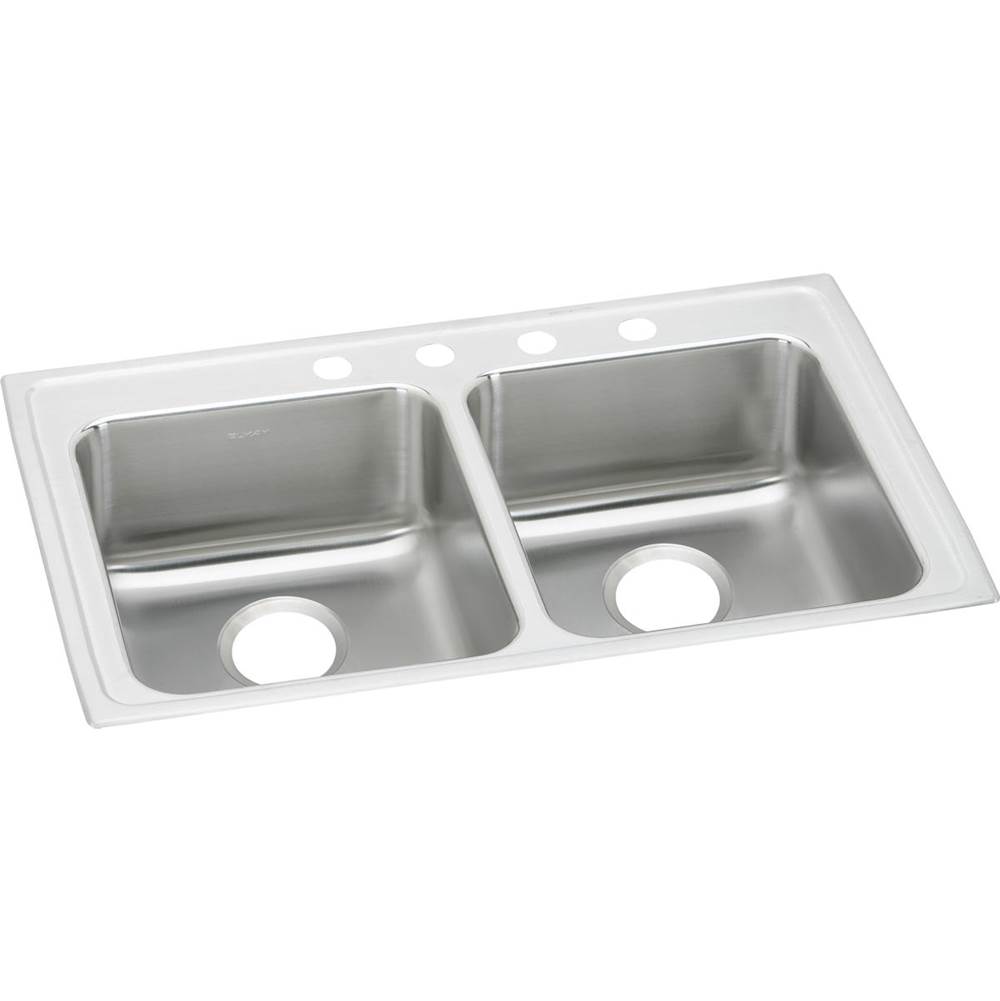 Elkay Lustertone Classic Stainless Steel 33'' x 21-1/4'' x 5'', 3-Hole Equal Double Bowl Drop-in ADA Sink