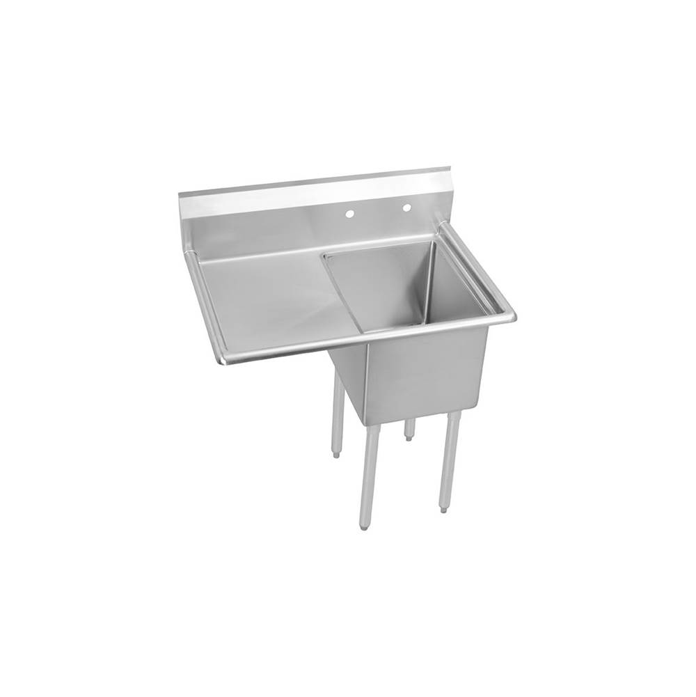 Elkay Dependabilt Stainless Steel 38-1/2'' x 23-13/16'' x 43-3/4'' 18 Gauge One Compartment Sink w/ 18'' Left Drainboard and Stainless Steel Legs