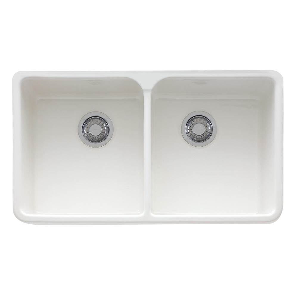 Franke Manor House 31.25-in. x 19.75-in. White Apron Front Double Bowl Fireclay Kitchen Sink - MHK720-31WH