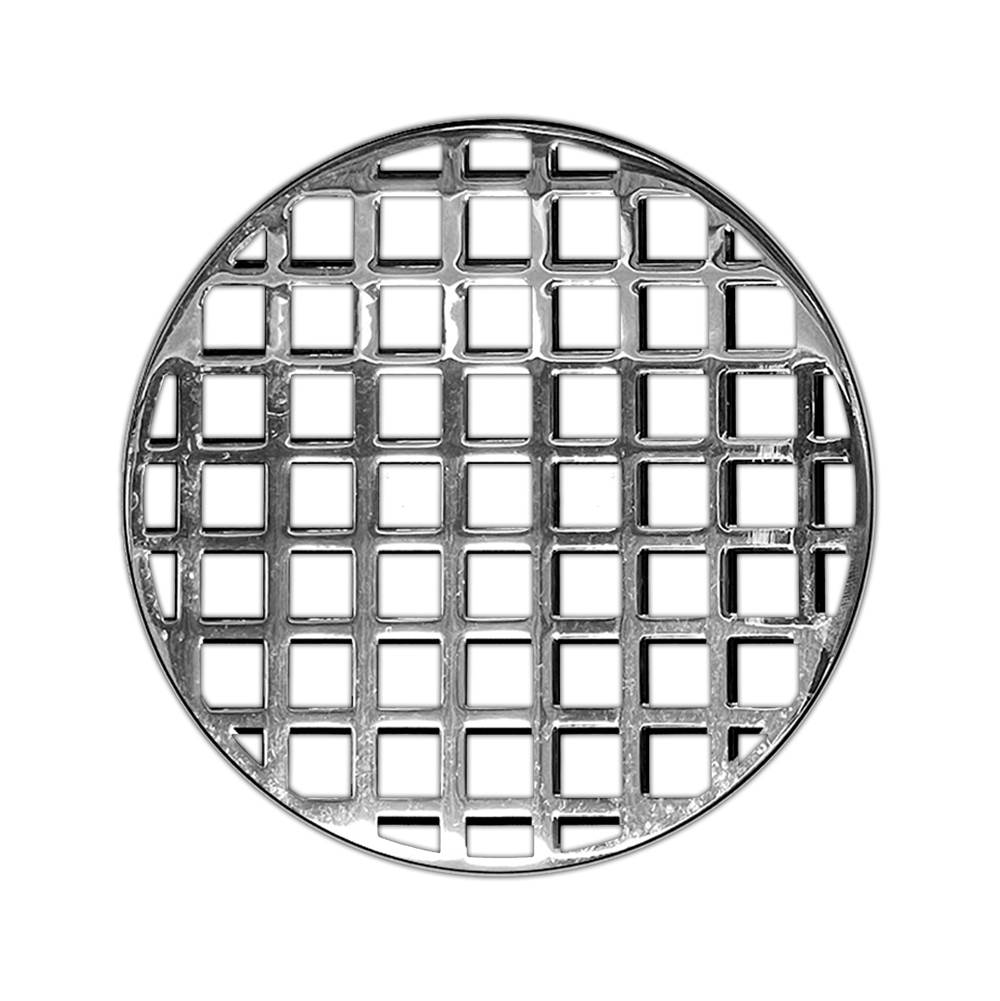 Infinity Drain 5'' Round Squares Pattern Decorative Plate for RQ 5, RQD 5, RQDB 5 in Polished Stainless