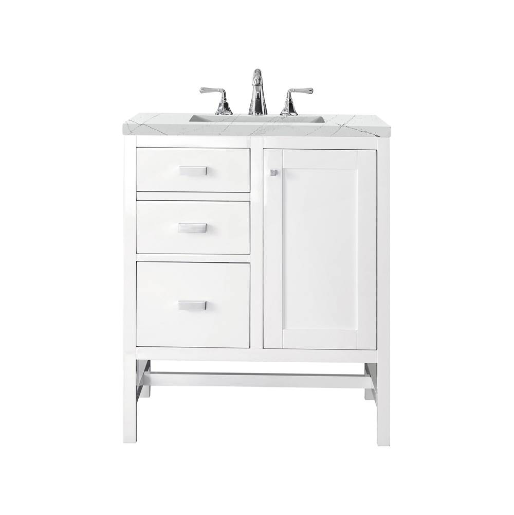 James Martin Vanities Addison 30'' Single Vanity Cabinet, Glossy White, w/ 3 CM Ethereal Noctis Top