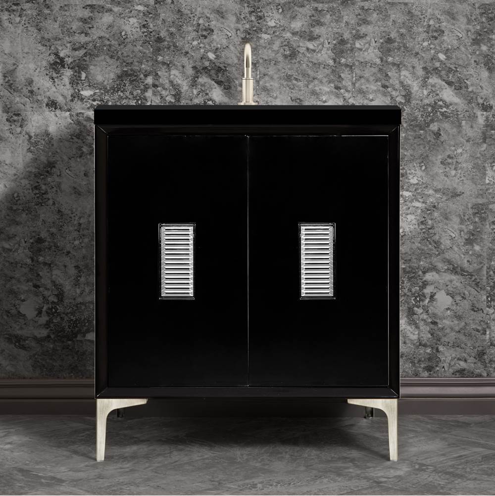 Linkasink Frame 30'' Wide Black Vanity with Satin Nickel Louver Grate and Legs, 30'' x 22'' x 33.5'' (without vanity top)