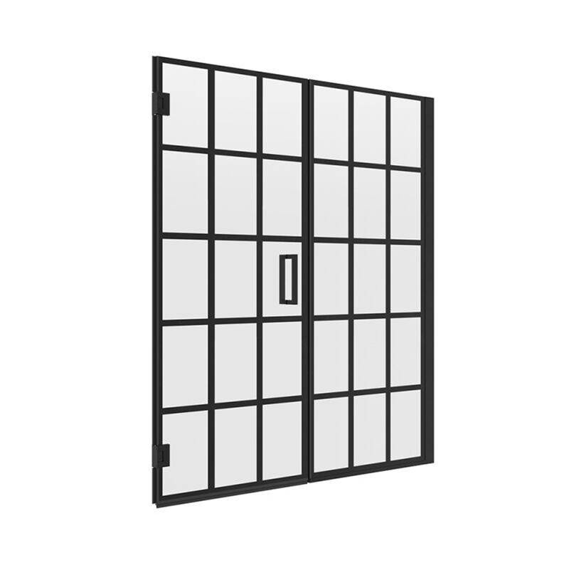 Luxart Modern Frameless Hinge Shower Door and Inline Panel with Grid Door