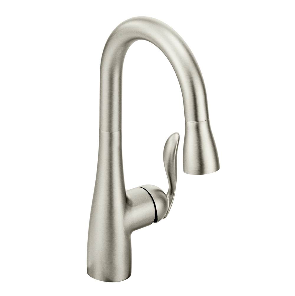 Moen Arbor One Handle High Arc Pulldown Bar Faucet with Reflex, Spot Resist Stainless