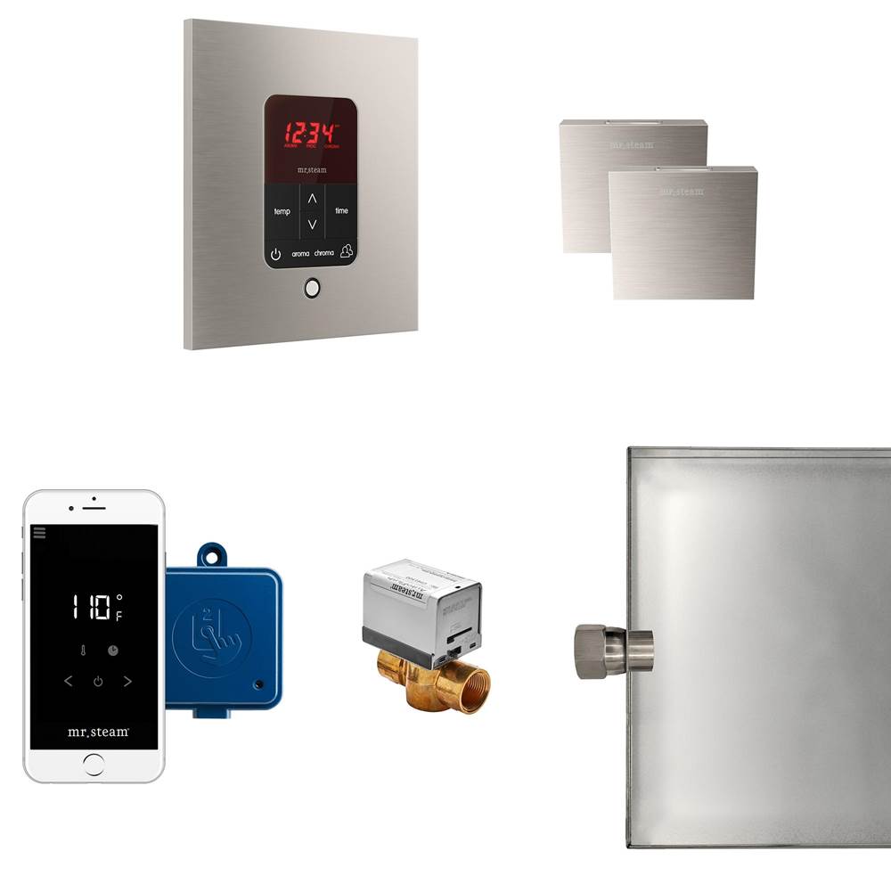 Mr. Steam Butler Max Steam Shower Control Package with iTempoPlus Control and Aroma Designer SteamHead in Square Brushed Nickel