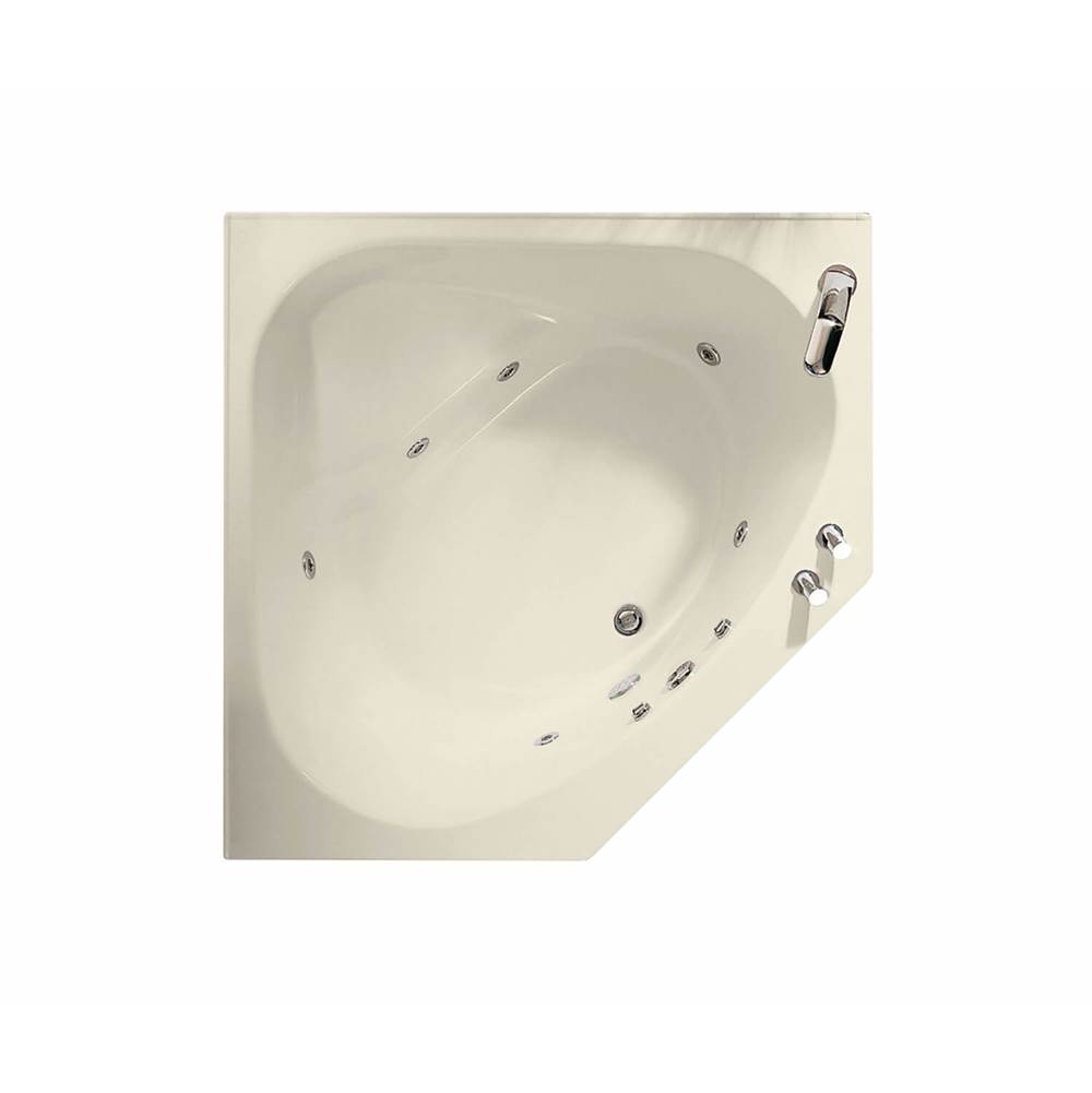 Maax Tandem II 6060 Acrylic Corner Center Drain Combined Whirlpool & Aeroeffect Bathtub in Bone