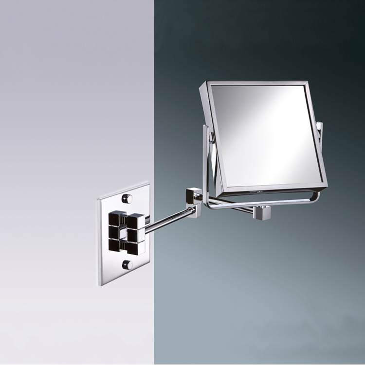 Nameeks Square Wall Mounted Brass Double Face 3x Magnifying Mirror