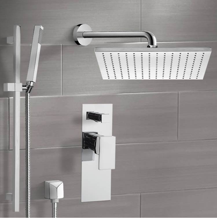 Nameeks Contemporary Square Shower Faucet Set in 8 Finishes