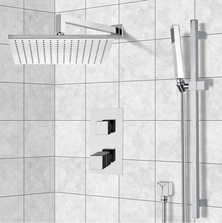 Nameeks Modern Thermostatic Shower Faucet with Slide Rail in 8 Finishes