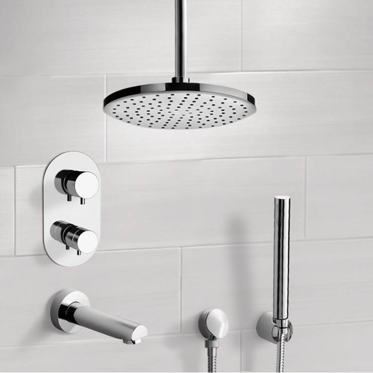 Nameeks Polished Chrome Thermostatic Tub and Shower Faucet with Handheld Shower