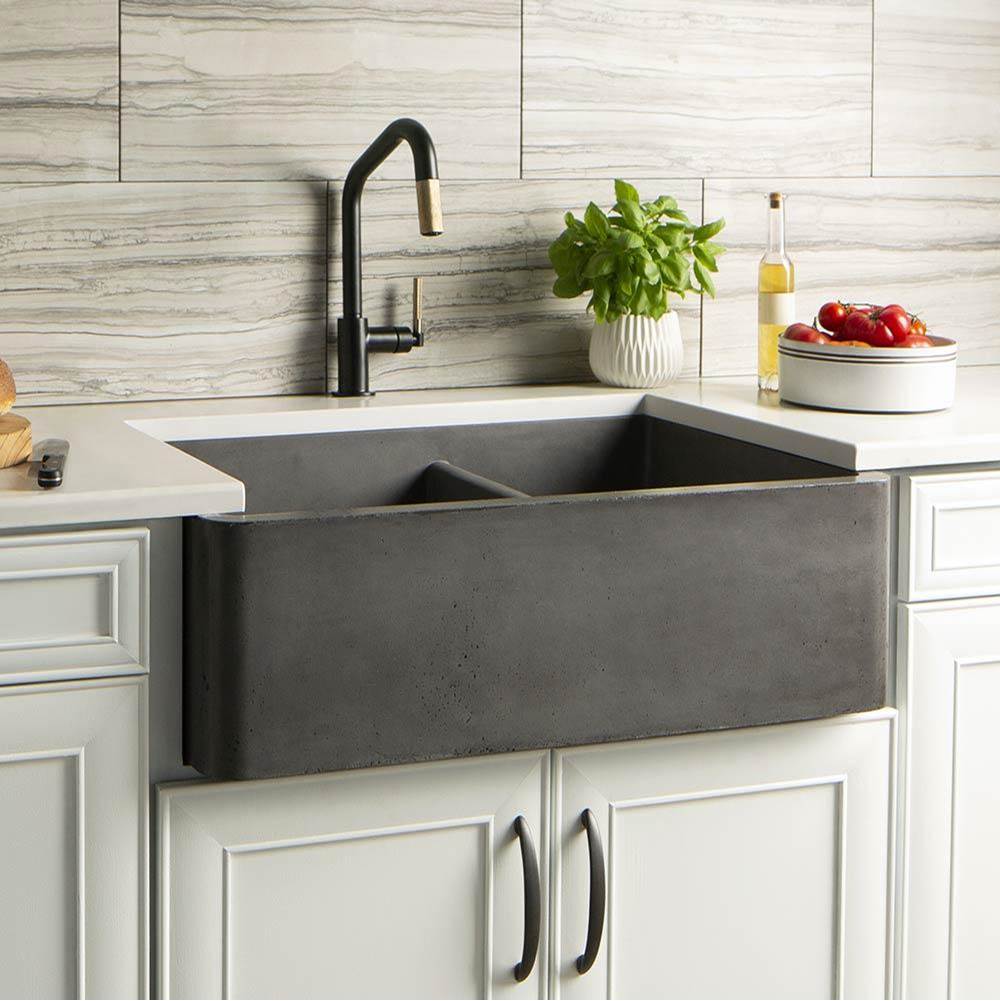 Native Trails Farmhouse Double Bowl Kitchen Sink in Slate