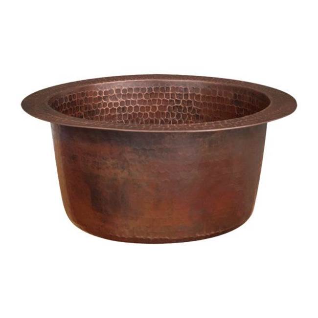 Premier Copper Products 10'' Round Hammered Copper Bar Sink With 2'' Drain Opening