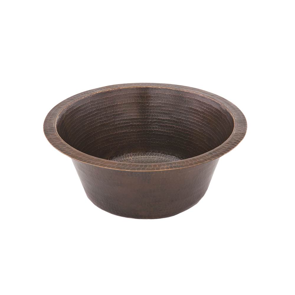 Premier Copper Products 16'' Round Hammered Copper Bar Sink w/ 2'' Drain Size