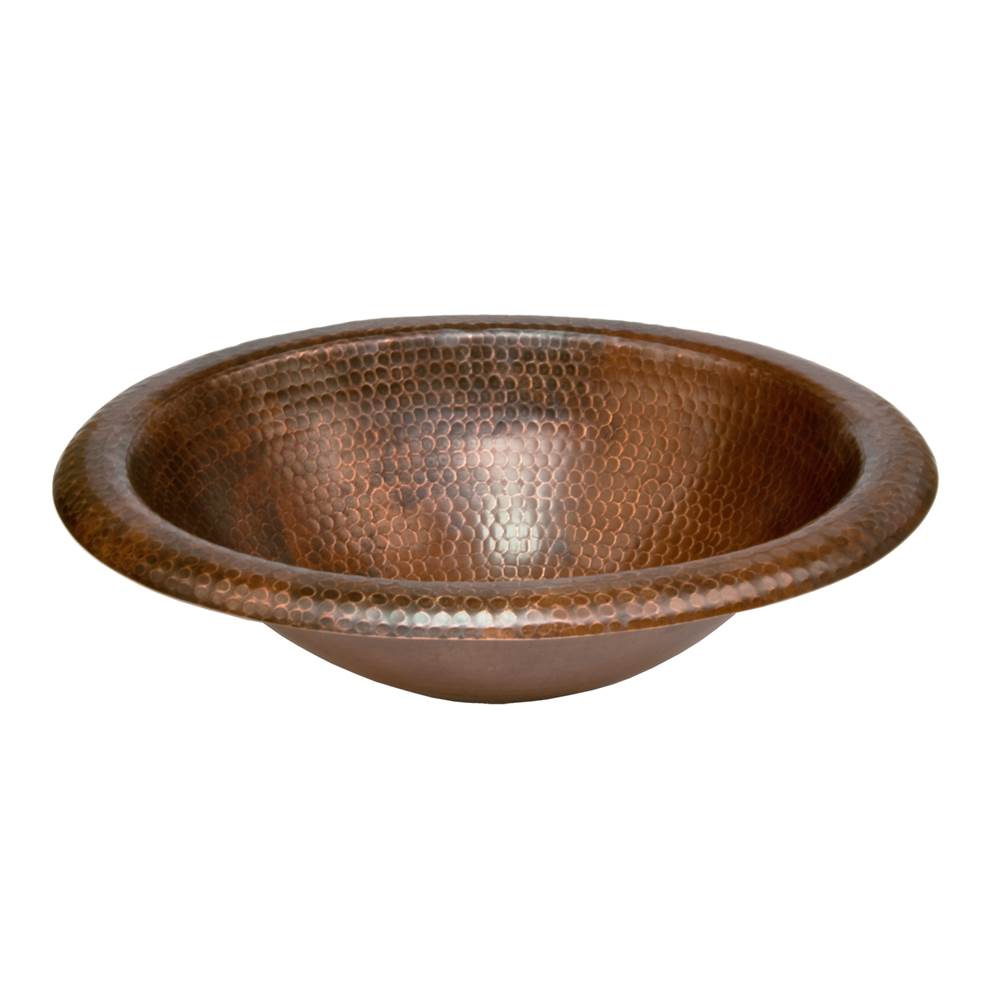 Premier Copper Products Wide Rim Oval Self Rimming Hammered Copper Sink