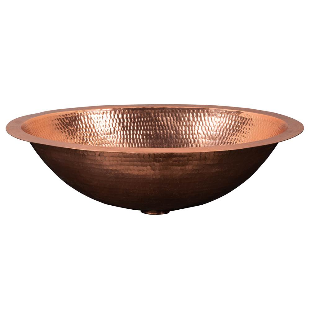 Premier Copper Products 19'' Oval Under Counter Hammered Copper Bathroom Sink in Polished Copper