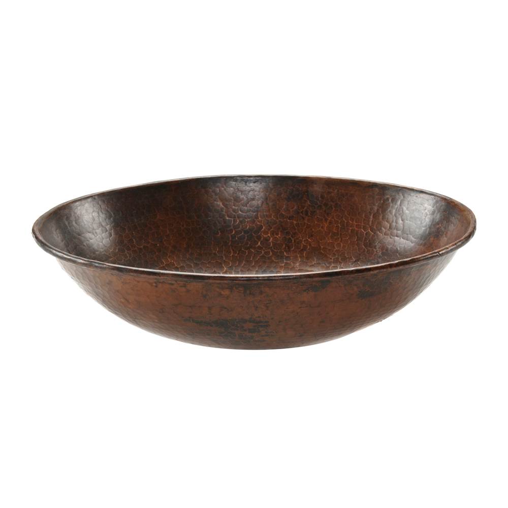 Premier Copper Products 17'' Oval Wired Rim Vessel Hammered Copper Sink