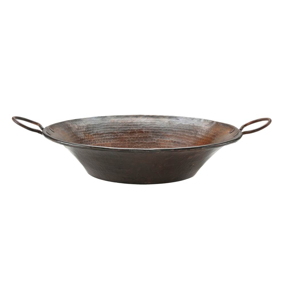 Premier Copper Products 16'' Round Miners Pan Vessel Hammered Copper Sink