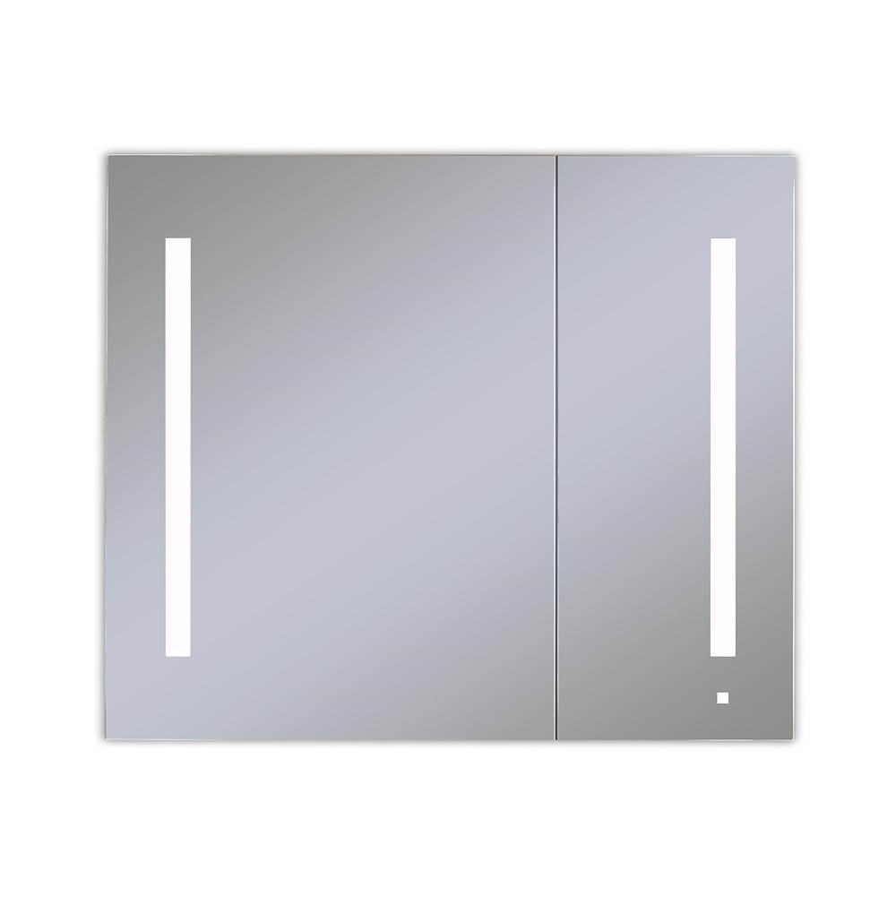 Robern AiO Lighted Cabinet, 36'' x 30'' x 4'', Two Door, LUM Lighting, 4000K Temperature (Cool Light), Dimmable, OM Audio, Electrical Outlet, USB Left Hinge